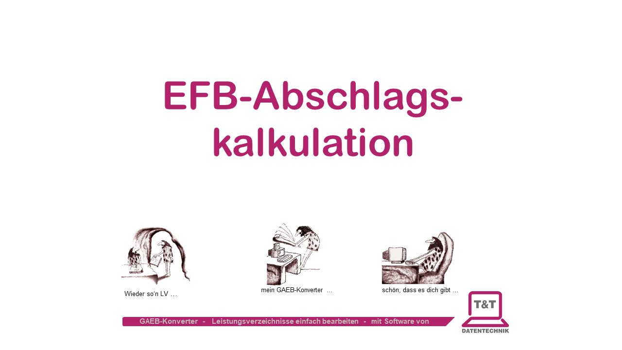 Startbildschim EFB-Abschlags-Kalkulation