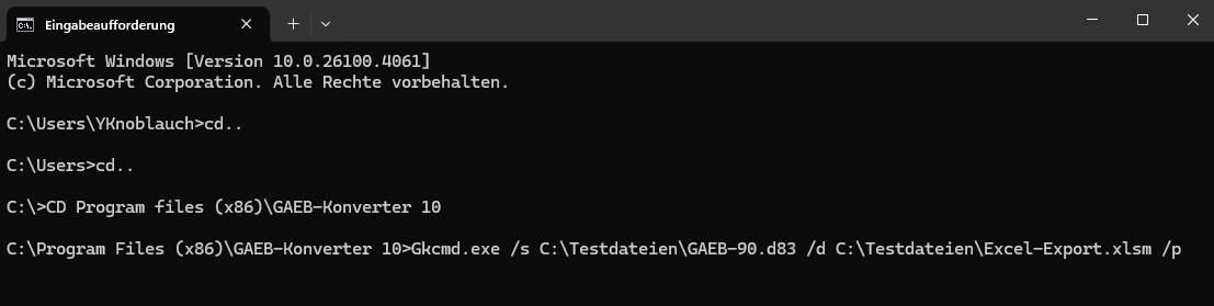Aufruf der Kommandozeile mit Parametern